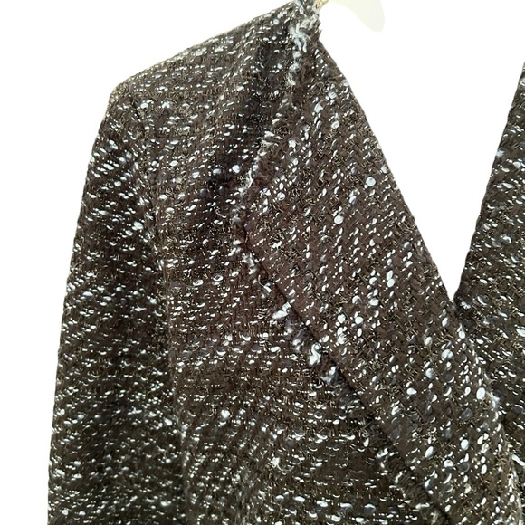Talbots black blue Blazer Classic Tweed Boucle lined blazer fringe hems size 12 - Picture 4 of 10